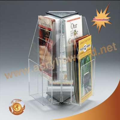 Revolving 3 Sided Custom Design Leaflet Holder Acrylic Brochure Display Stands